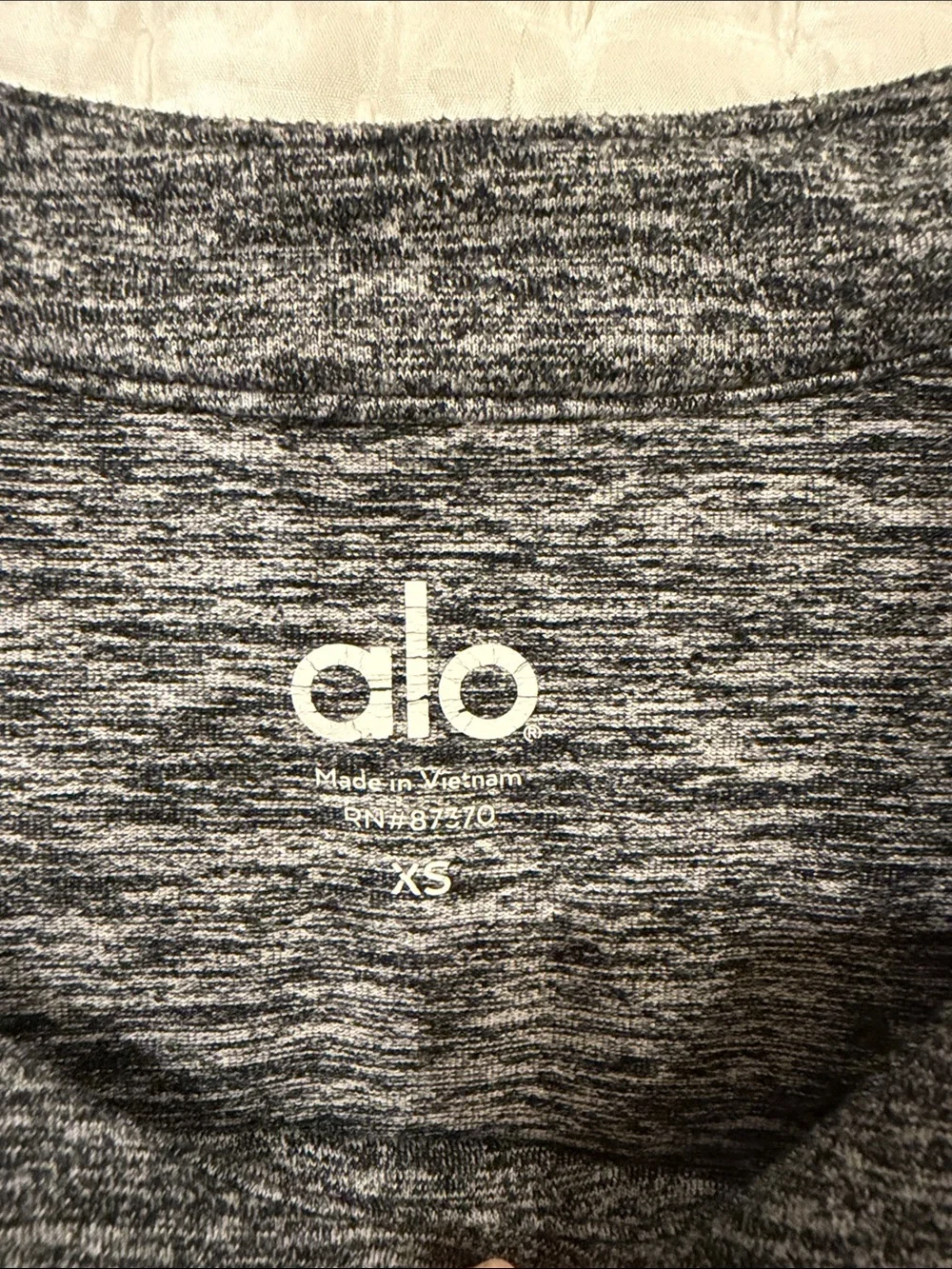 ALO Yoga Heathered Charcoal Crew Neck workout shirt
